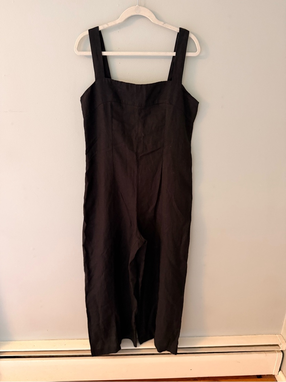 100% Linen Squareneck Wide-Leg Jumpsuit - Picture 4 of 6
